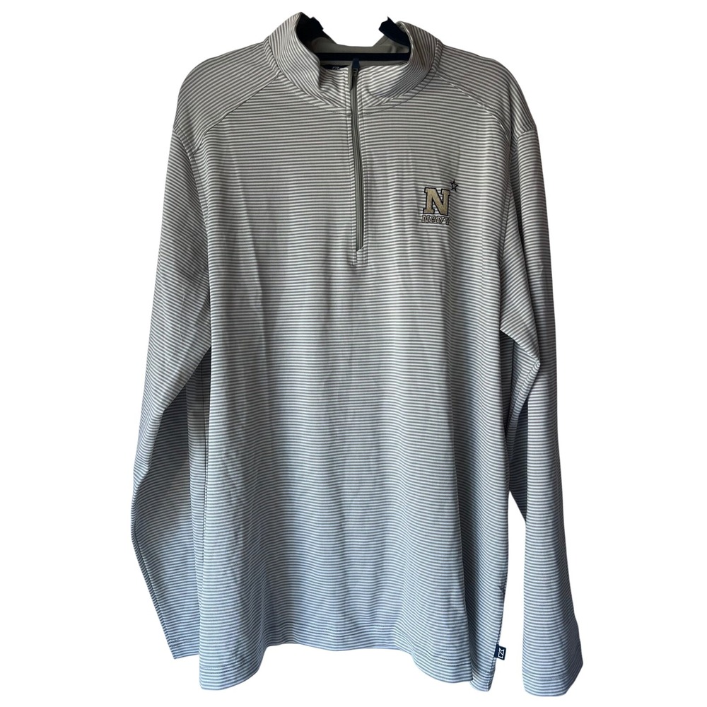 Cutter & Buck Navy Midshipment Stripe Quarter Zip Pullover Men L